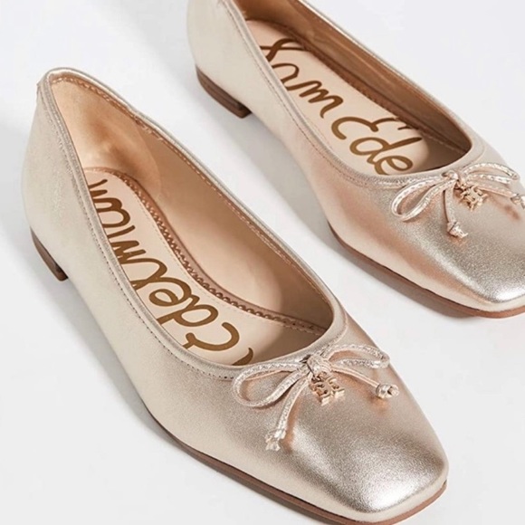 Sam Edelman Shoes - NWT Sam Edelman Rose Gold Square Front Flats Champagne Size 8